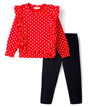 Load image into Gallery viewer, Polka Printed Frilled Top and Leggings Set