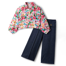 Load image into Gallery viewer, Floral Printed Collar Top with Culotte Pant Set
