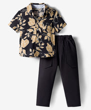 Load image into Gallery viewer, Floral Printed Shirt and Waffle Knit Pant Set