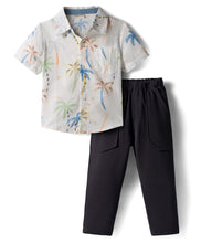 Load image into Gallery viewer, Palms Printed Shirt and Waffle Knit Pant Set