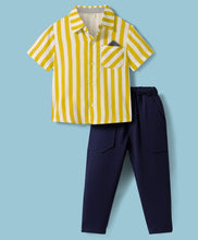 Load image into Gallery viewer, Striped Printed Shirt and Waffle Knit Pant Set