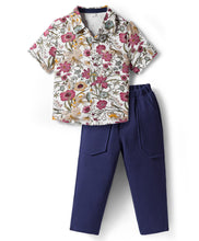 Load image into Gallery viewer, Floral Printed Shirt and Waffle Knit Pant Set