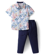 Load image into Gallery viewer, Floral Printed Shirt and Waffle Knit Pant Set