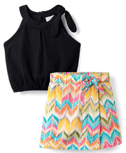 Load image into Gallery viewer, Cotton Spandex Solid Top and Zig Zag Skort Set