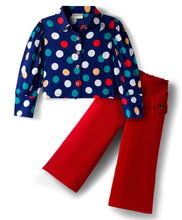 Load image into Gallery viewer, Polka Printed Woven Top and Waffle Culotte Pant Set
