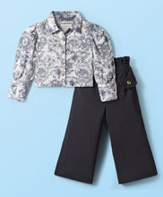 Load image into Gallery viewer, Floral Printed Woven Top and Waffle Culotte Pant Set