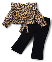 Load image into Gallery viewer, Leopard Print Frilled Top with Culotte Pant Set