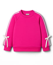 Load image into Gallery viewer, Solid Terry Side Taped with Bow Sweatshirt and Pant Co-ord Set