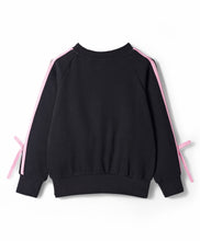 Load image into Gallery viewer, Solid Terry Side Taped with Bow Sweatshirt and Pant Co-ord Set