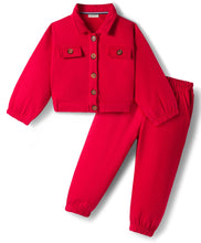 Load image into Gallery viewer, Solid Fleece Collared Jacket and Jogger Co-ord Set