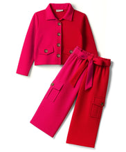 Load image into Gallery viewer, Waffle Knit Color Block Jacket and Culotte Pant Set
