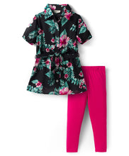 Load image into Gallery viewer, Floral Printed Long Shirt Dress with Leggings Set