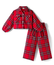 Load image into Gallery viewer, Checkered Cotton Shirt Style Crop Top Palazzo Co-ord Set