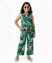 Load image into Gallery viewer, Floral Printed Straped Top Belted Palazzo Cotton Set