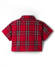 Load image into Gallery viewer, Checkered Cotton Shirt Style Crop Top Palazzo Co-ord Set