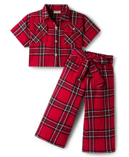 Load image into Gallery viewer, Checkered Cotton Shirt Style Crop Top Palazzo Co-ord Set
