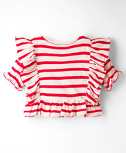 Load image into Gallery viewer, Stripes Frilled Crop Top Solid Belted Palazzo Set