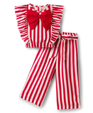 Load image into Gallery viewer, Striped Frilled Top Belted Palazzo Co-ord Set