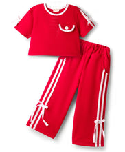 Load image into Gallery viewer, Solid Side Taped with Bow Crop Top and Pant Co-ord Set