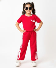 Load image into Gallery viewer, Solid Side Taped with Bow Crop Top and Pant Co-ord Set