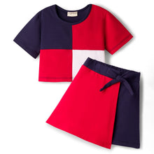 Load image into Gallery viewer, Color Block Cotton Solid Crop Top Skort Set