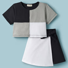 Load image into Gallery viewer, Color Block Cotton Solid Crop Top Skort Set