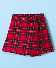 Load image into Gallery viewer, Round Neck Cotton Solid Crop Top Check Skort Set