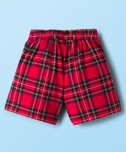 Load image into Gallery viewer, Round Neck Cotton Solid Crop Top Check Skort Set
