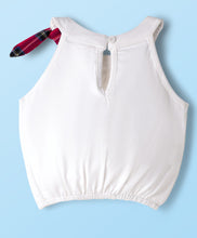 Load image into Gallery viewer, Round Neck Cotton Solid Crop Top Check Skort Set