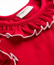 Load image into Gallery viewer, Solid Frilled Crop Top and Polka Skort Set