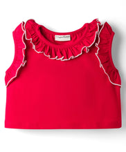 Load image into Gallery viewer, Solid Frilled Crop Top and Polka Skort Set
