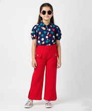 Load image into Gallery viewer, Polka Printed Crop Shirt Waffle Culotte Pant Set
