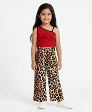 Load image into Gallery viewer, Solid Straped Crop Top Animal Print Culotte Pant Set