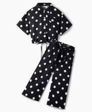 Load image into Gallery viewer, Woven Polka Printed Crop Top Culotte Pant Co-ord Set