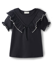 Load image into Gallery viewer, Solid Frilled Crop Top Hearts Printed Culotte Pant Set