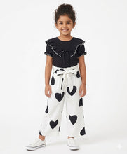 Load image into Gallery viewer, Solid Frilled Crop Top Hearts Printed Culotte Pant Set