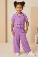 Load image into Gallery viewer, Solid Waffle Textured Crop Shirt Culotte Pant Co-ord Set