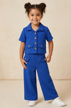 Load image into Gallery viewer, Solid Waffle Textured Crop Shirt Culotte Pant Co-ord Set