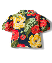 Load image into Gallery viewer, Floral Cotton Collar Top and Waffle Culotte Pant Set