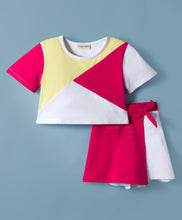 Load image into Gallery viewer, Cotton Color Block Short Sleeves Top Skort Set