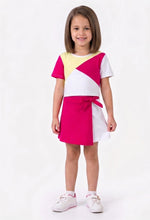 Load image into Gallery viewer, Cotton Color Block Short Sleeves Top Skort Set