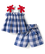 Load image into Gallery viewer, Checkered Straped Top Belted Short Co-ord Set