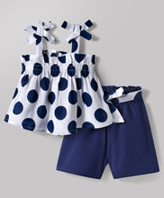 Load image into Gallery viewer, Polka Printed Straped Top Belted Short Set