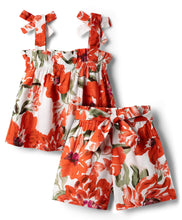 Load image into Gallery viewer, Floral Printed Straped Top Belted Short Co-ord Set