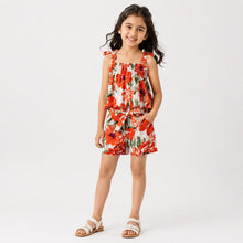Load image into Gallery viewer, Floral Printed Straped Top Belted Short Co-ord Set