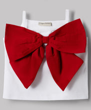 Load image into Gallery viewer, Cotton Straped Top Skirt Set with Bow Applique