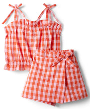 Load image into Gallery viewer, Checkered Straped Top Flap Skort Co-ord Set