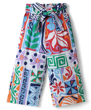 Load image into Gallery viewer, Solid Frilled Top Abstract Printed Pant Set