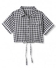 Load image into Gallery viewer, Cotton Checkered Collared Lace Top Pant Co-ord Set