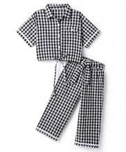 Load image into Gallery viewer, Cotton Checkered Collared Lace Top Pant Co-ord Set